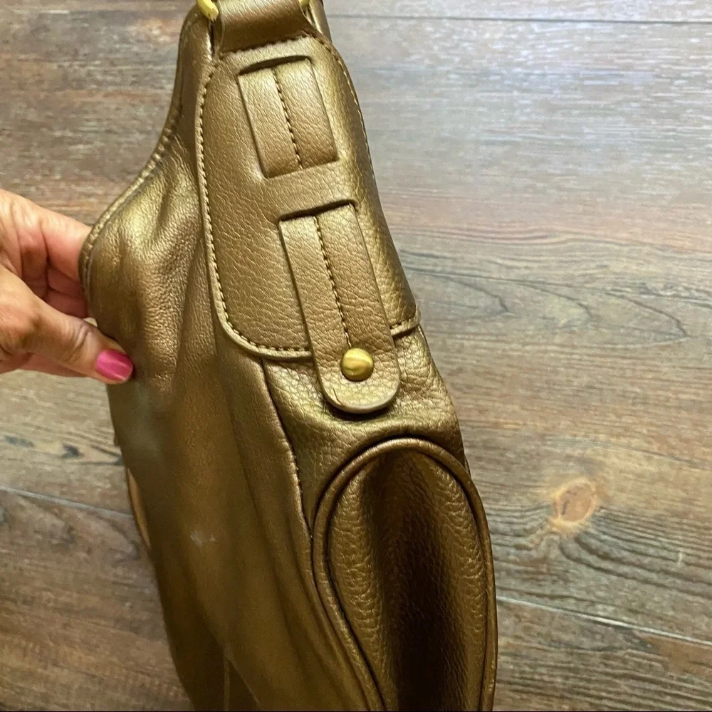 Vintage gold genuine leather Coldwater Creek hobo bag shoulder bag purse bronze